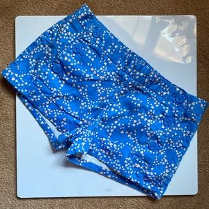 Aritzia Talula High Waist Blue Shorts with Heart Print
